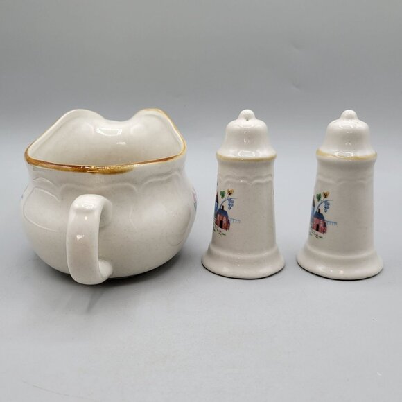 Vintage Heartland Gravy Boat Salt Pepper Shakers Floral Country House Design - Picture 4 of 10